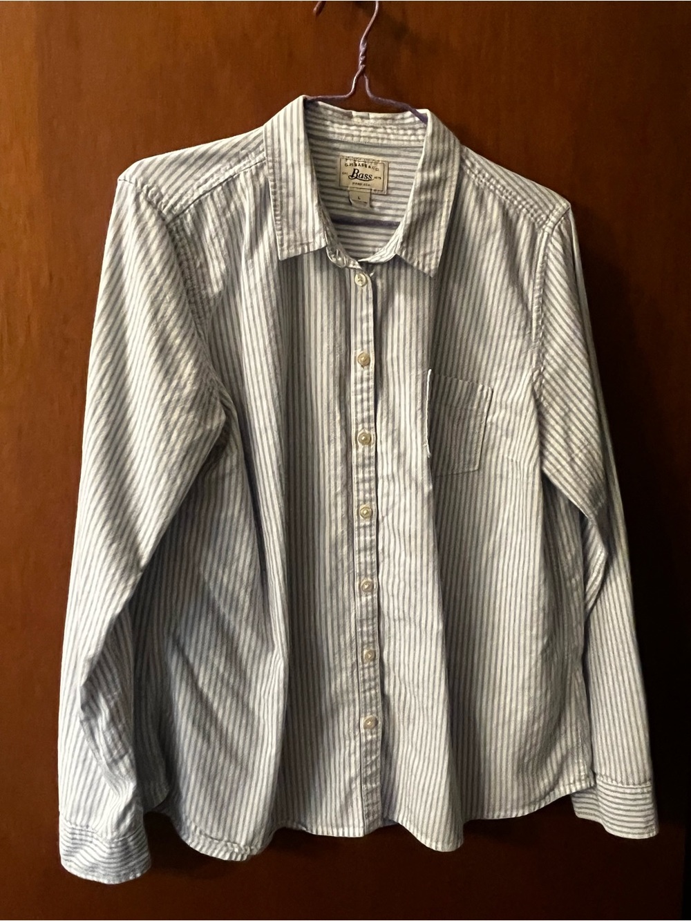 G.H. Bass & Co. Light Blue and White Striped Button-Down Shirt - 100% Cotton